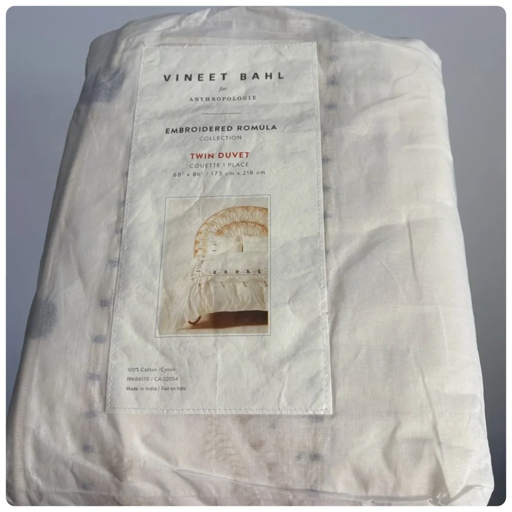 NIB Anthropologie Vineet Bahl Embroidered Boho Romula Duvet Cover Twin